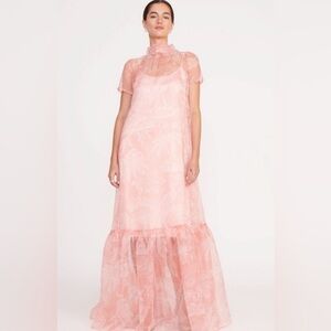 NWOT STAUD Calluna Cherry blossom ivory toile Size XS floral pink Gown tie.